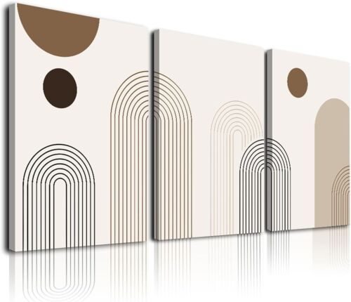 Set of 3 Abstract Boho Wall Art Prints - Framed Canvas, 16x24 in - Modern Decor - Picture 2 of 2
