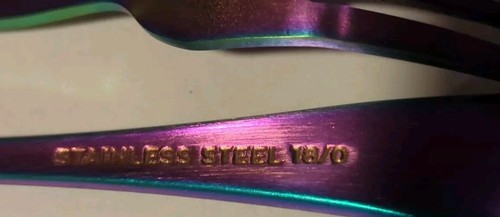 12x LOT- Rainbow Flatware Silverware Stainless Steel Iridescent Fork Spoon Knife - Picture 9 of 9