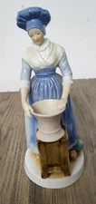 RARE Vintage 60's Hand Painted Porcelain Women with Wash Basin Figurine-Ex