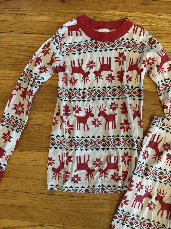 Hanna Andersson Dear Deer Long John Pajama Set Organic Cotton Kids 8 Christmas - Image 2 of 4
