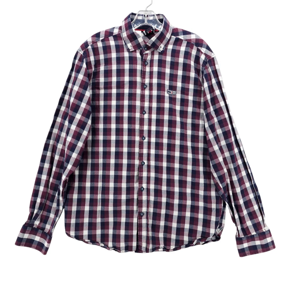 Camisa de hombre HELLY HANSEN manga larga con botones a cuadros 100 % algodón talla XL Foto 2 de 4