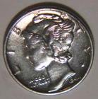 1944 P Mercury Dime 10C Cents Coin Silver, XF/AU!