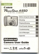 Canon PowerShot A550 Instructions / Manual CDI-E281-010 - 2007 - FAIR to Good