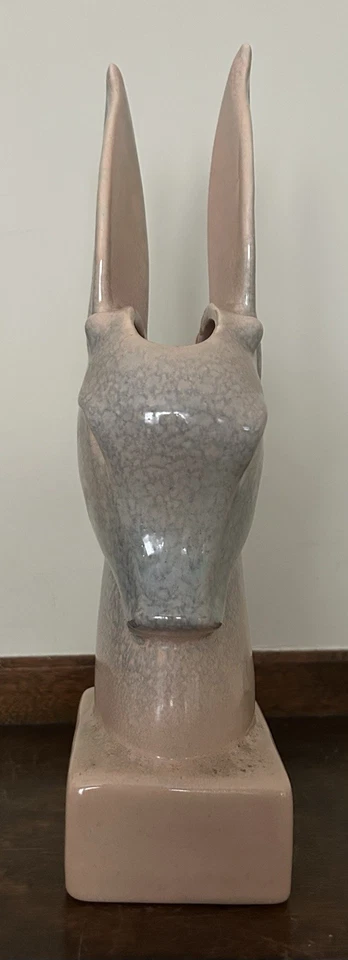 "Florero Haeger Pottery vintage con cabeza de ciervo Art Deco años 40 vintage 13"" de alto" Foto 4 de 4