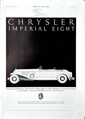 1930 Ad (9 3/4  X 14 inches) Chrysler Imperial Eight Phaeton By Le Baron