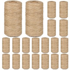 PerkDecor 20Pack 3mm Natural Jute Twine 20 Pcs,   328 Feet  / Pc