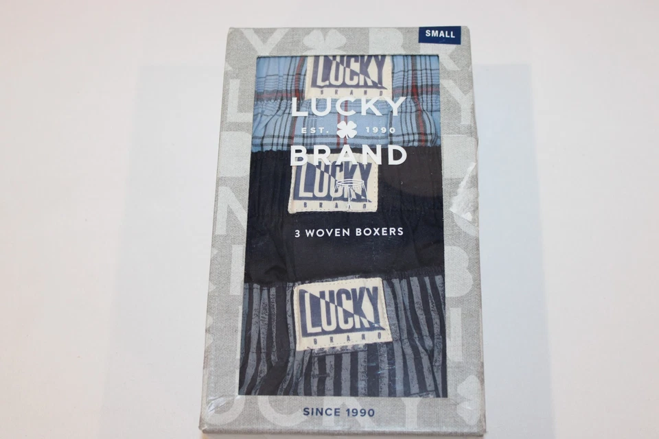 Lucky Brand Men's Plaid Solid 100% Cotton Woven Boxers 3-Pack Size Small 28-30 - Image 2 of 4
