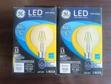 Lot of 2 GE 60W Soft White LED Decorative Globe Light Bulbs 500 Lumens
