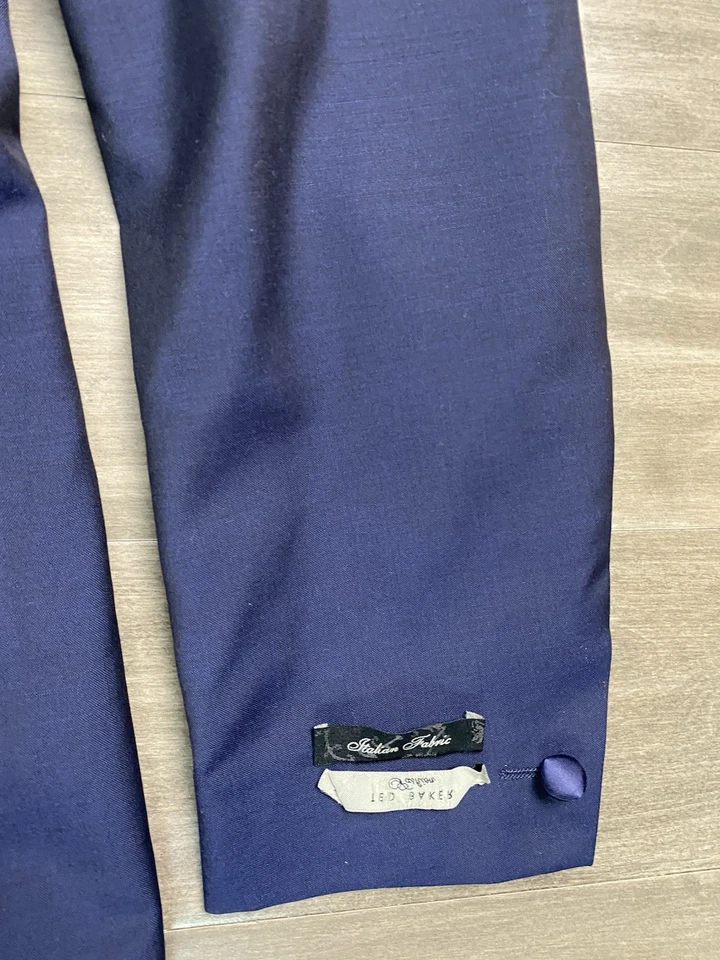 Abrigo Deportivo Ted Baker Hombre 38R Blazer Ajuste Moderno Azul Marino Chaqueta Lana Super 130 Foto 4 de 4