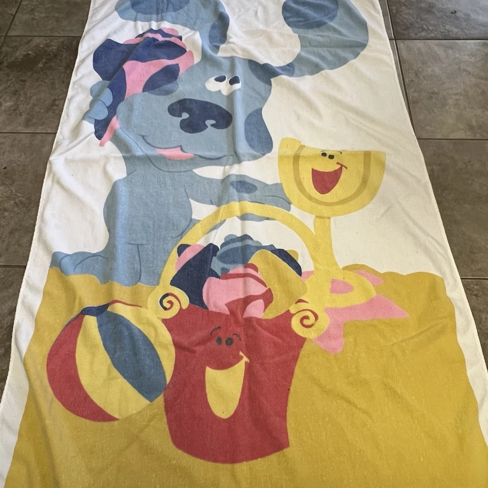 复古 1999 年蓝色线索 Nickelodeon Viacom 蓝色沙滩毛巾 — 第 3/4 张图片