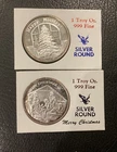 Group lot of  Two 1990 Merry Christmas .999 1 Oz Silver Rounds Bullion 2 Ounces