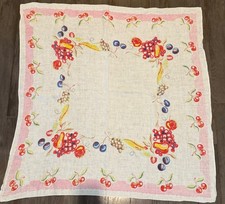 Vintage Linen Tablecloth Square 50x50  Cherri...