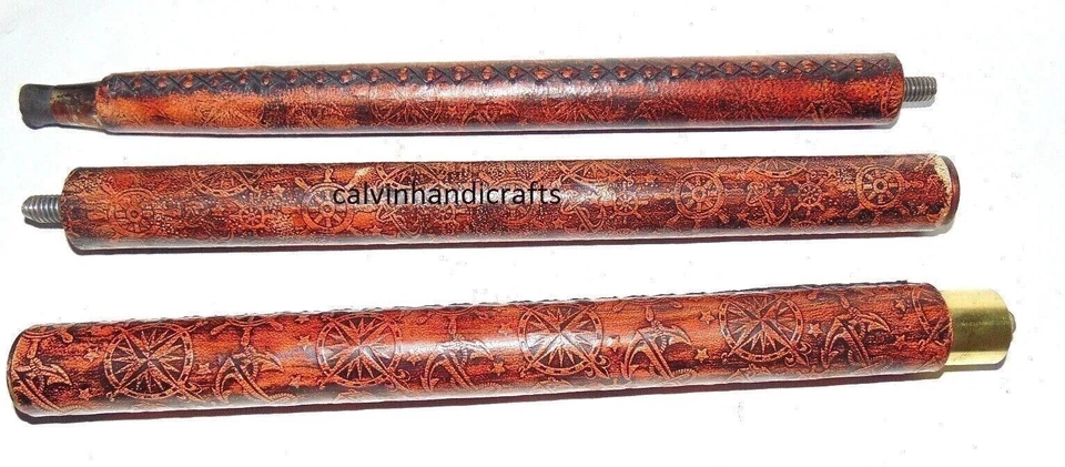 CANE WALKING STICK FROM BULL SEX ORGAN FANCY BRASS HANDLE LATHER STICK NEW STYLE - Image 2 of 4