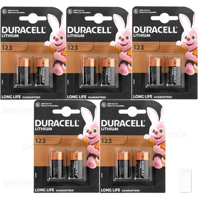 10 pila CR123A 3v batteria litio duracell 123 pile batterie CR123 Scadenza 2034