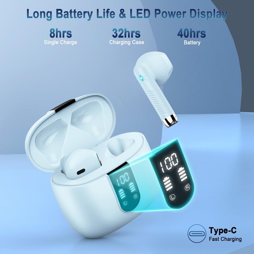 Wireless Earbuds, 2024 Bluetooth Headphones V5.4 Ear Buds Built-in ENC Noise ... - Bild 2 von 7
