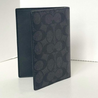 Coach Passport Card Case In Signature Canvas Black- Genuine for