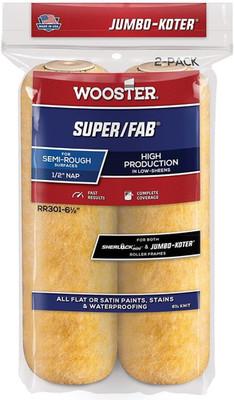RR301-6 1/2 Brush RR301-6-1/2 Jumbo-Koter Super/Fab Roller 1/2-Inch Nap, 2-Pack,