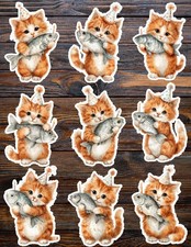 Birthday Cat Die Cut Vinyl Stickers Set Scrapbooking Laptop Waterbottle