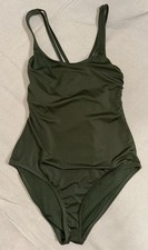 Hurley Women  s Sz L Large Ribbed One Piece Swimsuit Amazon Jungle Olive Green