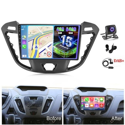 Autoradio 4G+64G Für Ford Transit Custom Tourneo Carplay GPS Android 15 Kam DAB+
