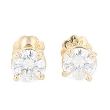 IGI .70ctw Round Diamond Solitaire Stud Pair Earrings 14k Yellow Gold .92 Grams