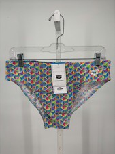 Arena Starfish Swim Brief Mens 36 White Multi Geometric Chlorine Proof Sport NWT