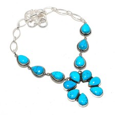 Sleeping Beauty Turquoise Gemstone Handmade 925 Sterling Silver Necklace Jewelry