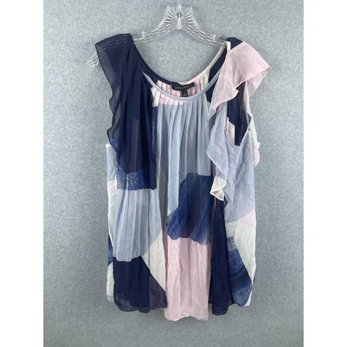 Banana Republic Shirt Damen L Mehrfarbig Patchwork Rüschen Oberteil Kurzarm - Bild 1 von 9