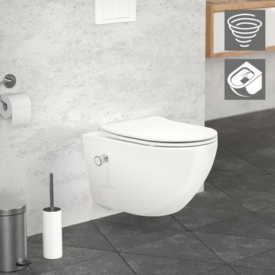 Spülrandlos Wand Hänge WC Toilette Tornadospülung Softclose Bidet-Funktion lang