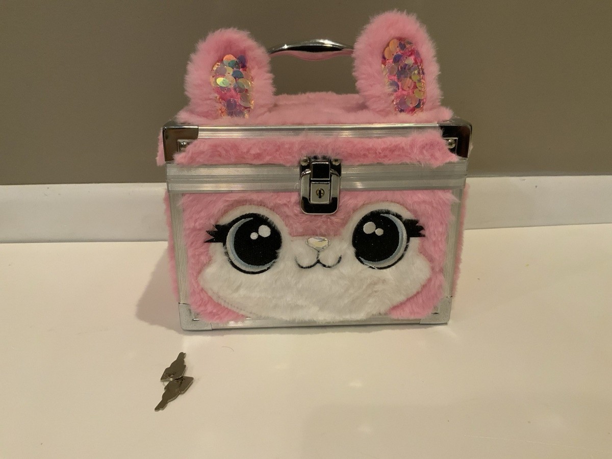 Claire's Furry Bunny Locking Makeup Case Lock Box - Pink w/ Key | eBay