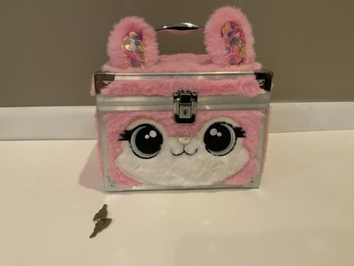 Claire's Furry Bunny Locking Makeup Case Lock Box - Pink w/ Key | eBay