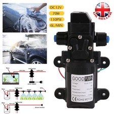 12V 70W Water Pump High Pressure Diaphragm Self Priming 130PSI RV Caravan 6L/Min