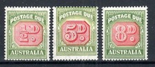 Australia 1946-57 1/2d, 5d and 8d Postage Due values  SG D119, D124 and D127 MNH