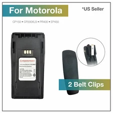 2500mAh Li-ion Battery for Motorola  + 2 Belt Clips NTN4497 4970 CP150 CP200XLS 