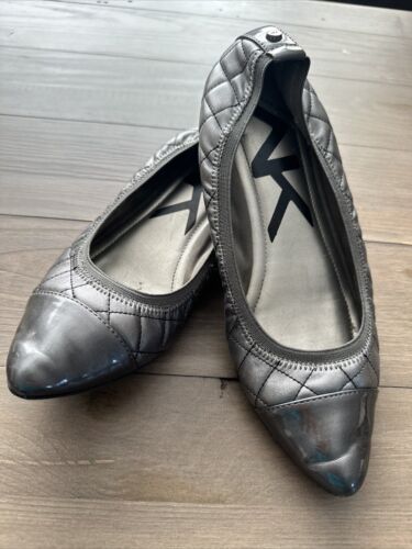 ANNE KLEIN SPORT Silver Flat Ballet Shoes - Size 8M