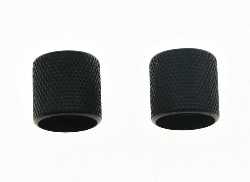 2x Black 18mm Guitar Bass Flat Top Barrel Knobs Tele Telecaster Guitar