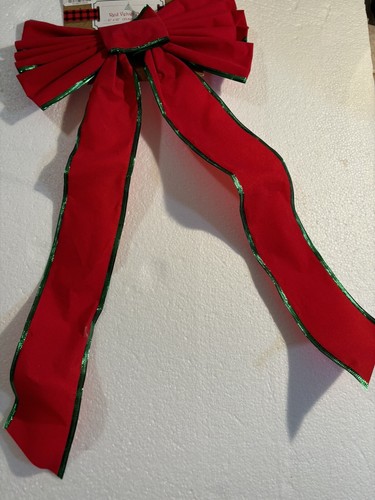 4 Red Velvet Bows 10x22 / 2 Gold Trim /1 Green Trim/ 1 Silver Trim Craft - Picture 4 of 4