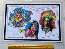 Vintage Art Tattoo Flash Sheet Mauricio 1993 /T101