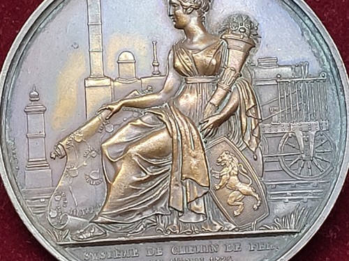 Medal Belgium 1834 Invoering Spoorwegwet in België 1 mei 1834 - by Braemt - Picture 4 of 4