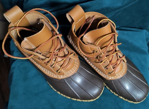 Stivali Bean LL Bean Duck da donna taglia 7W impermeabili alla caviglia in pelle stringati USA - Foto 3 di 12