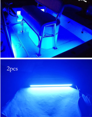 For Boat 2pcs Waterproof Blue Marine Led Light Courtesy &amp; Utility Strip DC 12V