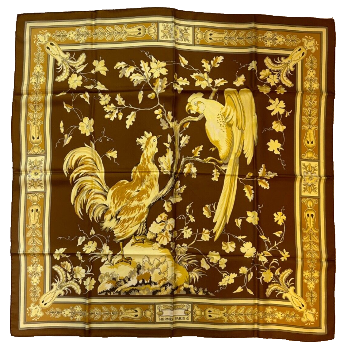 Hermes Silk Scarf Chanteclair by Maurice Tranchant 90 Carre Foulard