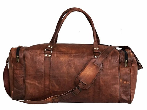 Mens Superior Leather Quality Travel Bag Duffel Gym Luggage Overnight Weekender - Picture 2 of 6
