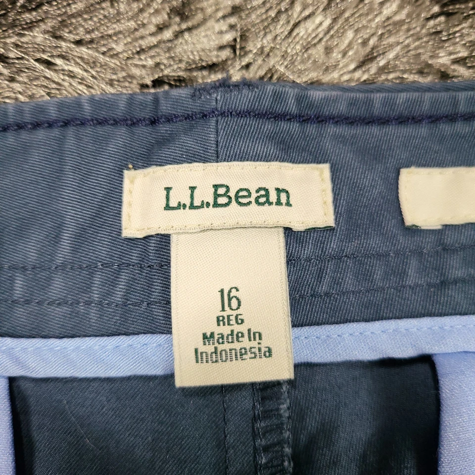 L.L. Pantalones Bean Mujer 16 Azul Algodón Tiro Alto Calce Favorito Pierna Recta Cremallera Foto 2 de 4