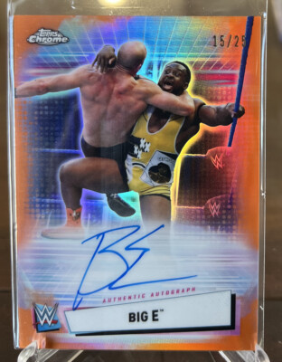 2021 Topps Chrome WWE BIG E Orange Refractor AUTO 15/25 New Day