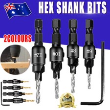 4PCS Screw Countersink Bit Set Pilot Holre Drill Metal Plastic Wood Hex Shank AU