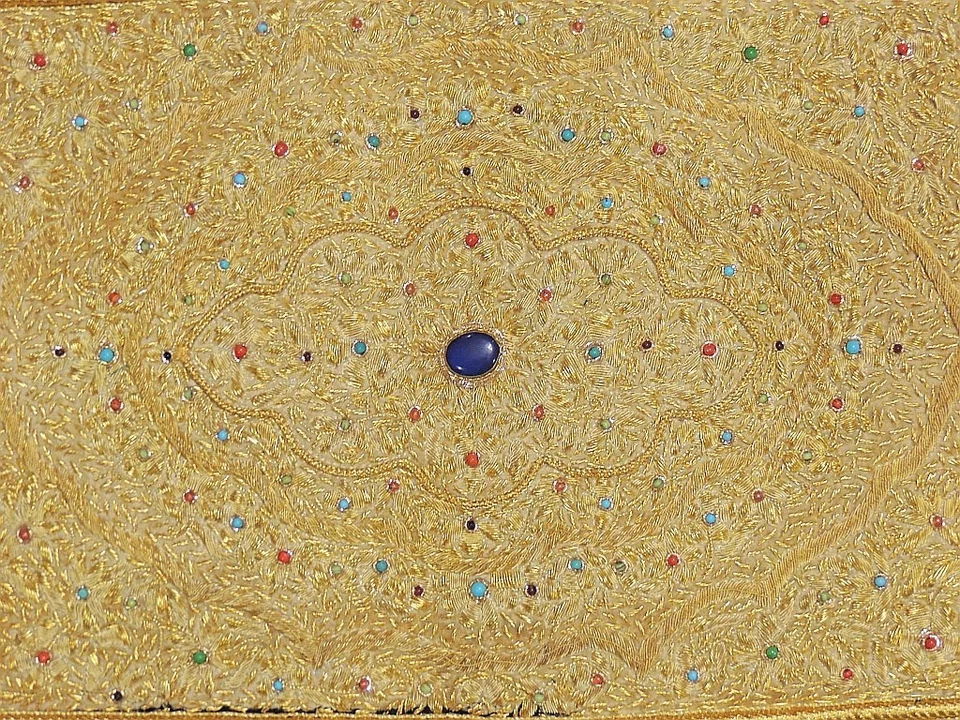 Joya de Oro Decoración de Pared Zardozi Piedras Semipreciosas Regalo India 36x24" Envío Gratis Foto 2 de 4