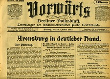 Zeitung VORWÄRTS 1917 Oryginalna gazeta w języku niemieckim Arensburg w rękach niemieckich