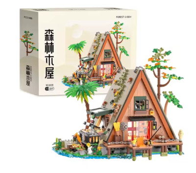 1486 Teile Forsthaus Bausteine mit LED Licht Baum Hütte Display Set Bauen