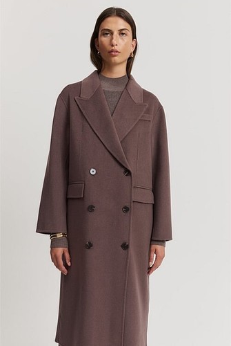 COUNTRY ROAD Double Breasted Soft Coat - Truffle - size L - XL - RRP $499.00 - Picture 3 of 4